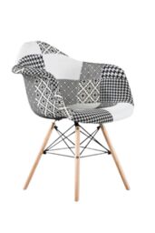 Life Interiors Single Patchwork Accent Chair with Wooden Legs & Black Metal Wire Frame - thumbnail 1