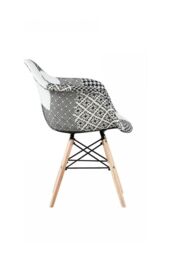 Life Interiors Single Patchwork Accent Chair with Wooden Legs & Black Metal Wire Frame - thumbnail 3
