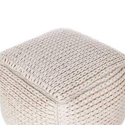 Wyld and Coco Beige Cotton Pouffe 50 x 50 x 35 cm with EPS Filling - thumbnail 3