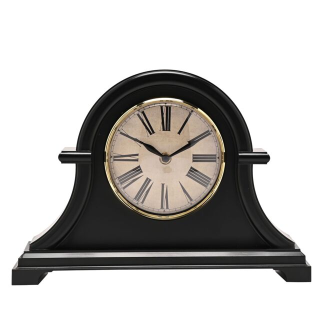 HOMETIME Broken Arch Mantel Clock Black - image 1