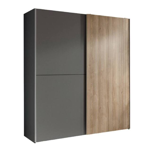 Cheshire Premium Nova Sliding 2 Door Wardrobe in Light Oak & Dark Grey - image 1