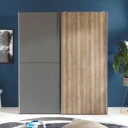 Cheshire Premium Nova Sliding 2 Door Wardrobe in Light Oak & Dark Grey - thumbnail 6