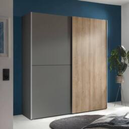 Cheshire Premium Nova Sliding 2 Door Wardrobe in Light Oak & Dark Grey - thumbnail 4