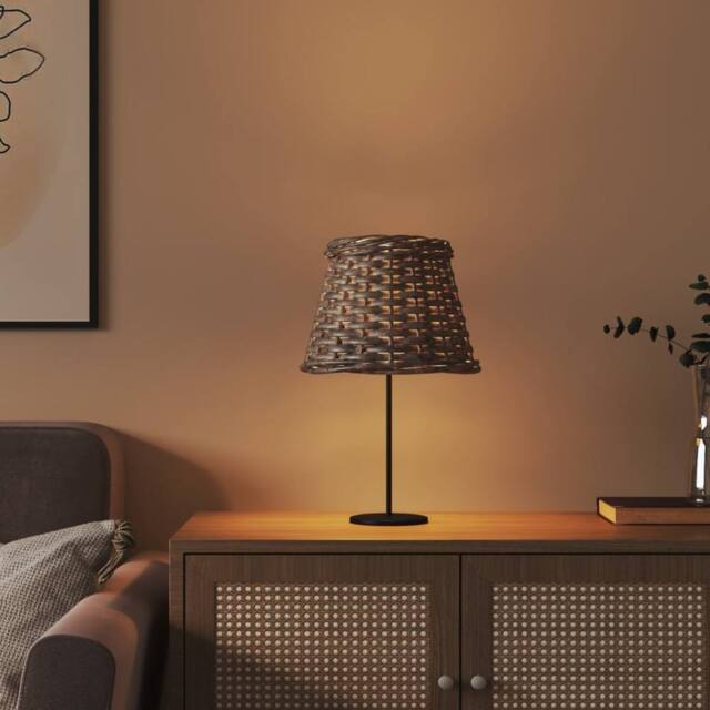 Berkfield Home Lamp Shade Brown √ò15x12 cm Wicker - Size: 15x12 cm - image 1