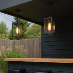 CGC Lighting 'Sienna' Black Hanging Outdoor Porch Lantern Ceiling Light - thumbnail 5