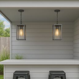 CGC Lighting 'Sienna' Black Hanging Outdoor Porch Lantern Ceiling Light - thumbnail 7