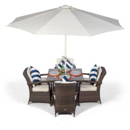Thats Furniture Arizona Square 4 Seater Rattan Patio Dining Set in Brown