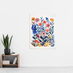 "Artery8 Garden Flowers in Spring Scandi Folk Watercolour Wall Art Print - Size: W18"" x H24""" - thumbnail 4
