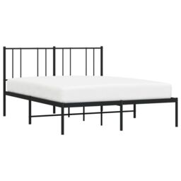 Berkfield Home Metal Bed Frame with Headboard Black 150x200 cm King Size - thumbnail 3