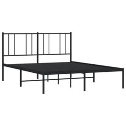 Berkfield Home Metal Bed Frame with Headboard Black 150x200 cm King Size - thumbnail 5