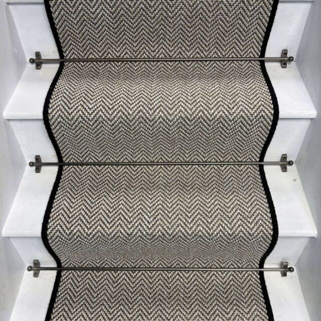 RainbowHome Herringbone Java Stair Runner With 100% Pure Wool Edge in Stone - Size: 50 cm x 600 cm - image 1