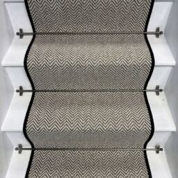 RainbowHome Herringbone Java Stair Runner With 100% Pure Wool Edge in Stone - Size: 50 cm x 600 cm - thumbnail 1