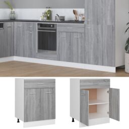 Berkfield Home Drawer Bottom Cabinet Grey Sonoma 60x46x81.5 cm Engineered Wood - thumbnail 3
