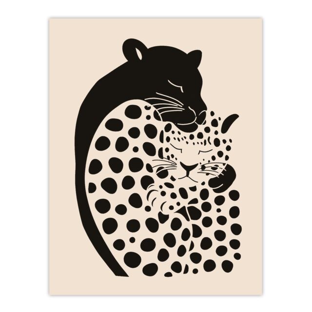"Artery8 Panther & Leopard Abstract Minimalism Animals Wall Art Print in Black - Size: W12"" x H16""" - image 1
