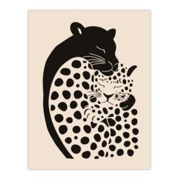 "Artery8 Panther & Leopard Abstract Minimalism Animals Wall Art Print in Black - Size: W12"" x H16""" - thumbnail 1