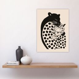 "Artery8 Panther & Leopard Abstract Minimalism Animals Wall Art Print in Black - Size: W12"" x H16""" - thumbnail 4