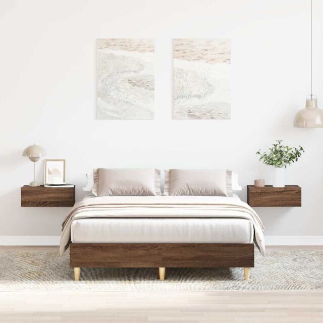 Berkfield Home Bed Frame No Mattress Brown Oak 120x190 cm Small Double Engineered Wood - image 1