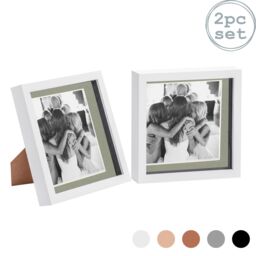 "Nicola Spring 3D Box Photo Frames - 8 x 8"" with 6 x 6"" Mount - White Mount - Pack of 2" - thumbnail 1