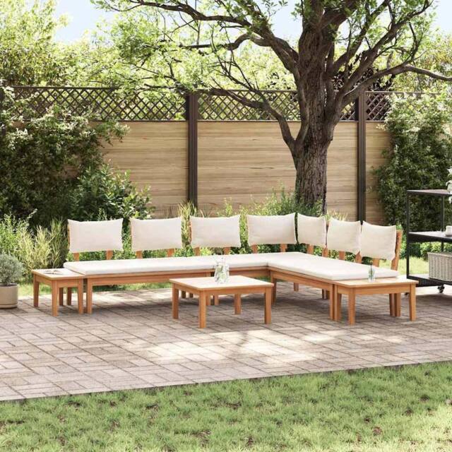 Berkfield Home Garden Bench Set 4 pcs Brown & Cream 2-seater Medium - image 1
