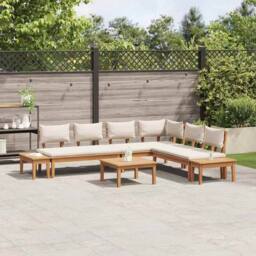 Berkfield Home Garden Bench Set 4 pcs Brown & Cream 2-seater Medium - thumbnail 4