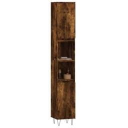 Berkfield Home Durable Bathroom Cabinet Smoked Oak 30x30x190 cm Engineered Wood in Brown - Size: 30 x 30 x 190 cm