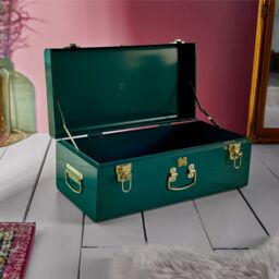 Beautify Gold Hardware Metal Storage Trunk in Teal - thumbnail 4
