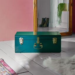 Beautify Gold Hardware Metal Storage Trunk in Teal - thumbnail 2