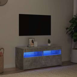Berkfield Home TV Cabinet with LED Lights Concrete Grey 90x35x40 cm - Size: 90 x 35 x 40 cm - thumbnail 2