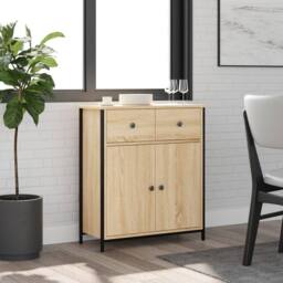 Berkfield Home Sideboard Sonoma Oak 70x30x80 cm Engineered Wood in Light Oak - Size: 70 x 30 x 80 cm - thumbnail 2