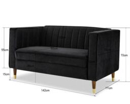 Home Detail Thomas 2 Seater Velvet Sofa in Black - thumbnail 6