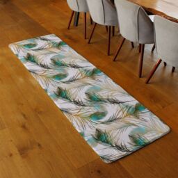 Benjamin Tate Design Imprints Peacock Feathers Runner Rug in Natural - Size: 67 cm x 230 cm - thumbnail 2