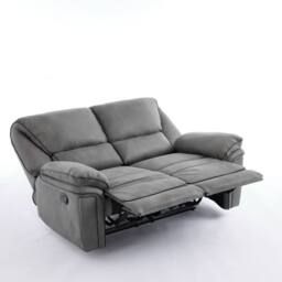 FURNITURE ONE Manual Reclining Leathaire Sofa Suite, Light Gray - 2 Seater in Grey - thumbnail 1