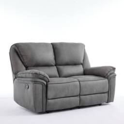 FURNITURE ONE Manual Reclining Leathaire Sofa Suite, Light Gray - 2 Seater in Grey - thumbnail 4
