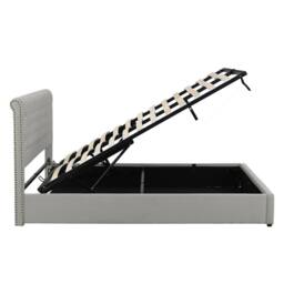 BTM Upholstered bed, functional storage bed, rivet decoration, velvet in Grey - Size: Double - thumbnail 9