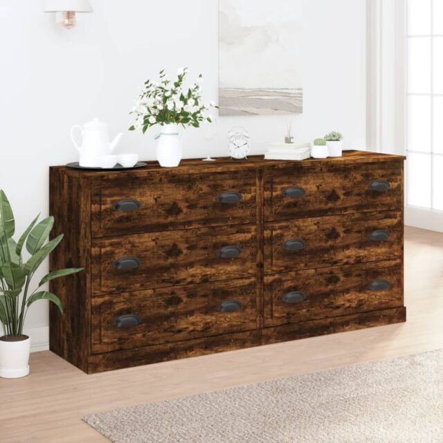Berkfield Home Sideboards 2 pcs Smoked Oak Engineered Wood in Brown - image 1