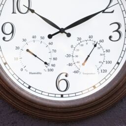 Primrose Outdoor Garden Wall Clock With Thermometer & Hygrometer Antique Brown 47cm - thumbnail 5