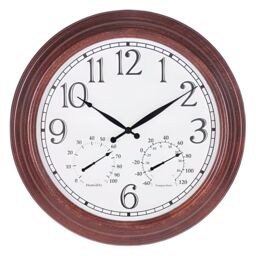 Primrose Outdoor Garden Wall Clock With Thermometer & Hygrometer Antique Brown 47cm - thumbnail 6