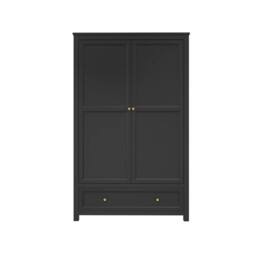 Lemon Pavilion Furniture Ives 2 Door Wardrobe - L55 x W118 x H191 cm - Black/Antique Brass in Black - Size: 1 Pack - thumbnail 1
