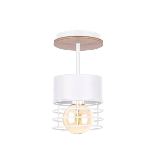 Netlighting Casa Cylindrical Ceiling Light White Wood 12cm 1x E27