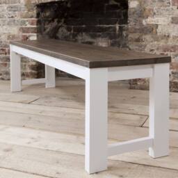 Nöa and Nani Hever Bench in White and Dark Pine