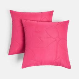 OHS 2 x Bows Quilted Pinsonic Cushion Covers Home Décor in Bright Pink - Size: 45 cm x 45 cm - thumbnail 4