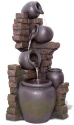 Primrose 1.2m 3-tier Cascading Jars on Wall with Planter & Lights by Ambient? in Brown - thumbnail 2