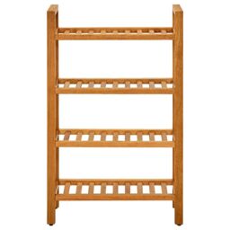 Berkfield Home Shoe Rack with 4 Shelves 50x27x80 cm Solid Oak Wood in Brown - Size: 50 x 27 x 80 cm - thumbnail 2