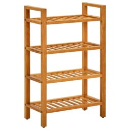 Berkfield Home Shoe Rack with 4 Shelves 50x27x80 cm Solid Oak Wood in Brown - Size: 50 x 27 x 80 cm