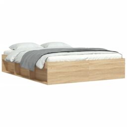 Berkfield Home Bed Frame Sonoma Oak 160x200 cm in Brown - thumbnail 2