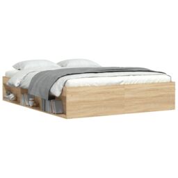 Berkfield Home Bed Frame Sonoma Oak 160x200 cm in Brown - thumbnail 3