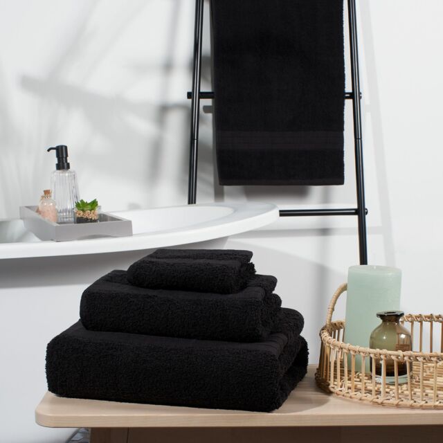 OHS Luxury Hand Towel 100% Cotton Bathroom in Black - image 1