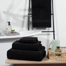 OHS Luxury Hand Towel 100% Cotton Bathroom in Black - thumbnail 1