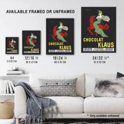 "Artery8 Klaus Chocolate Vintage Advert Vintage Framed Wall Art Print Cappiello in Black - Size: W12"" x H16""" - thumbnail 3