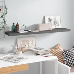 Berkfield Home Floating Wall Shelf High Gloss Grey 120x23.5x3.8 cm MDF - thumbnail 2